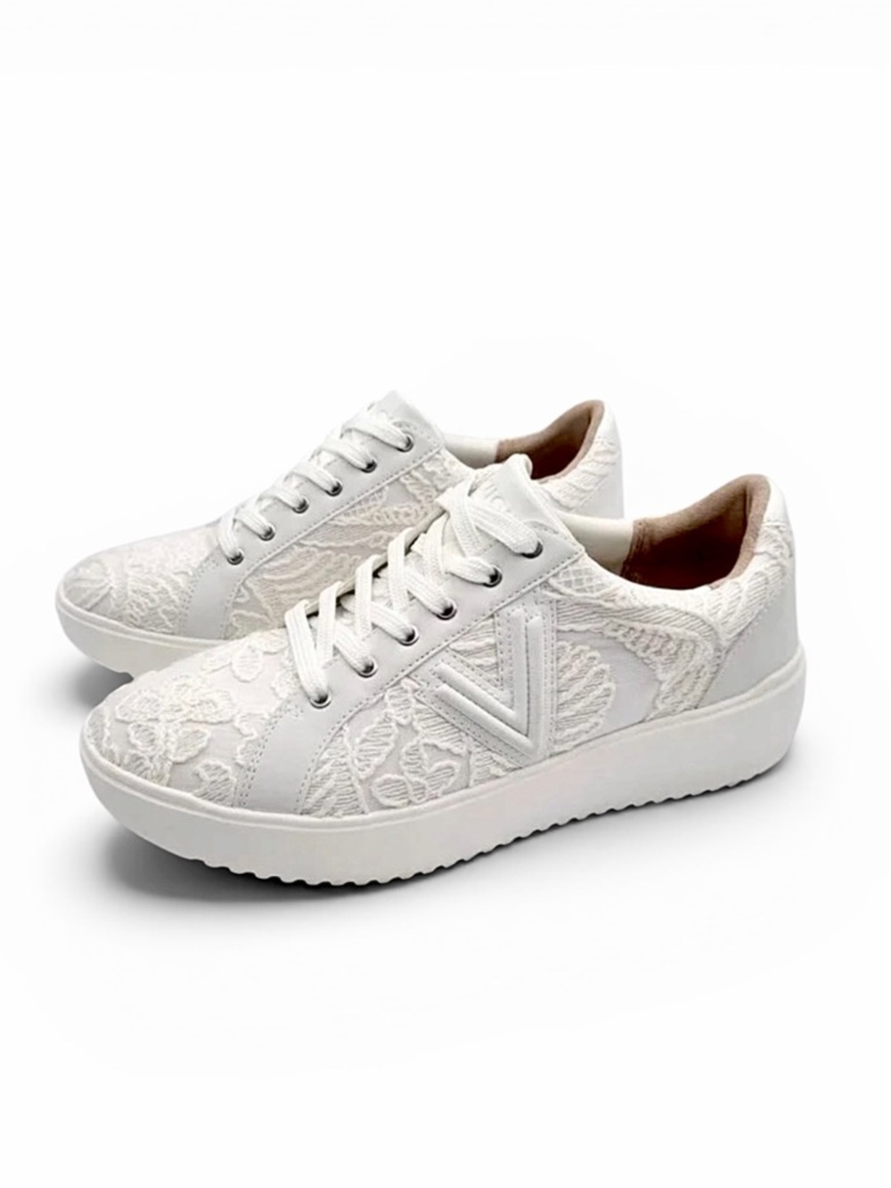 EUC - Vionic - Kearny Platform - Platform Sneakers White Leather Lace Sz 7.5